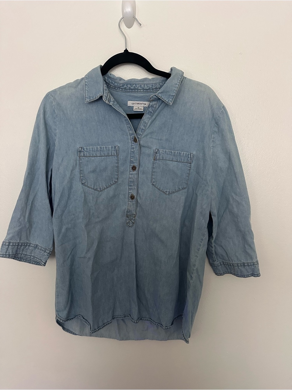 Universal Thread Light Blue Denim-Style Button Pullover Shirt